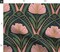 Art Deco Peony Dark Blue Pink Green Floral Abstract Botanical Nouveau Custom Printed Fabric by Spoonflower Various Fabrics by the Yard or Fat Quarter